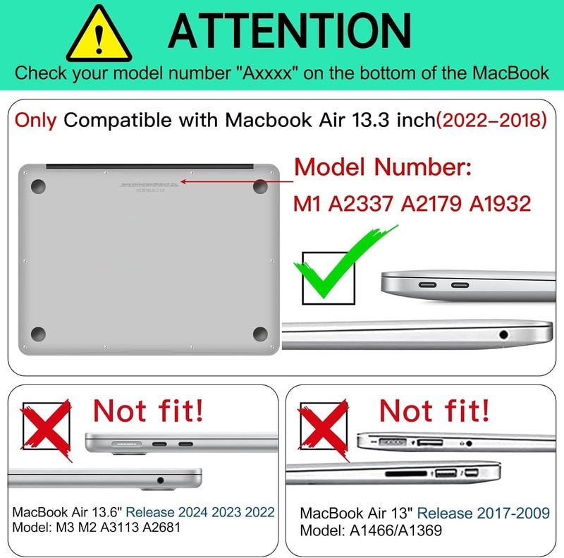 AKIT Compatible with MacBook Air 13 Inch Case 2022-2020 2019 2018 M1 A2337 A2179 A1932, Uniqu Pattern Laptop Hard Shell Case+Screen Protector+Keyboard Cover for MacBook Air 13.3 Inch 2020, Blue Wave - Image 2